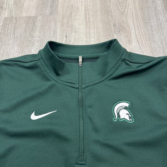 Nike Michigan State Spartans 1/4 Zip Men's Small Green Sweatshirt MSU Sparty - Picture 3 of 8